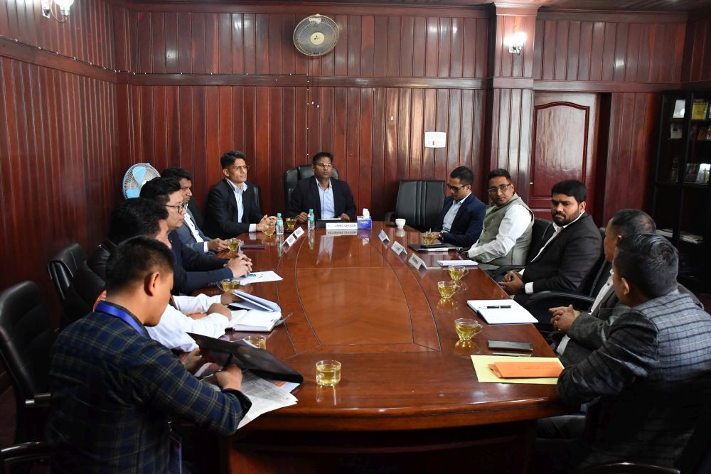 Commissioner & RO, 1-Nagaland Parliamentary Constituency, Sushil Kumar Patel with team of Election Observers during a meeting with contesting candidates and political parties at Commissioner's Conference Hall Kohima on April 3. (DIPR photo)